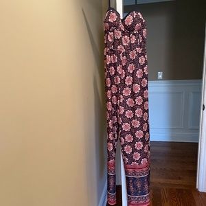Jump suit wide legged strapless